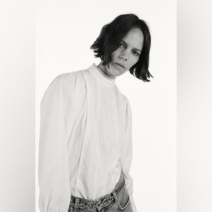 Zara SCALLOPED POPLIN TOP